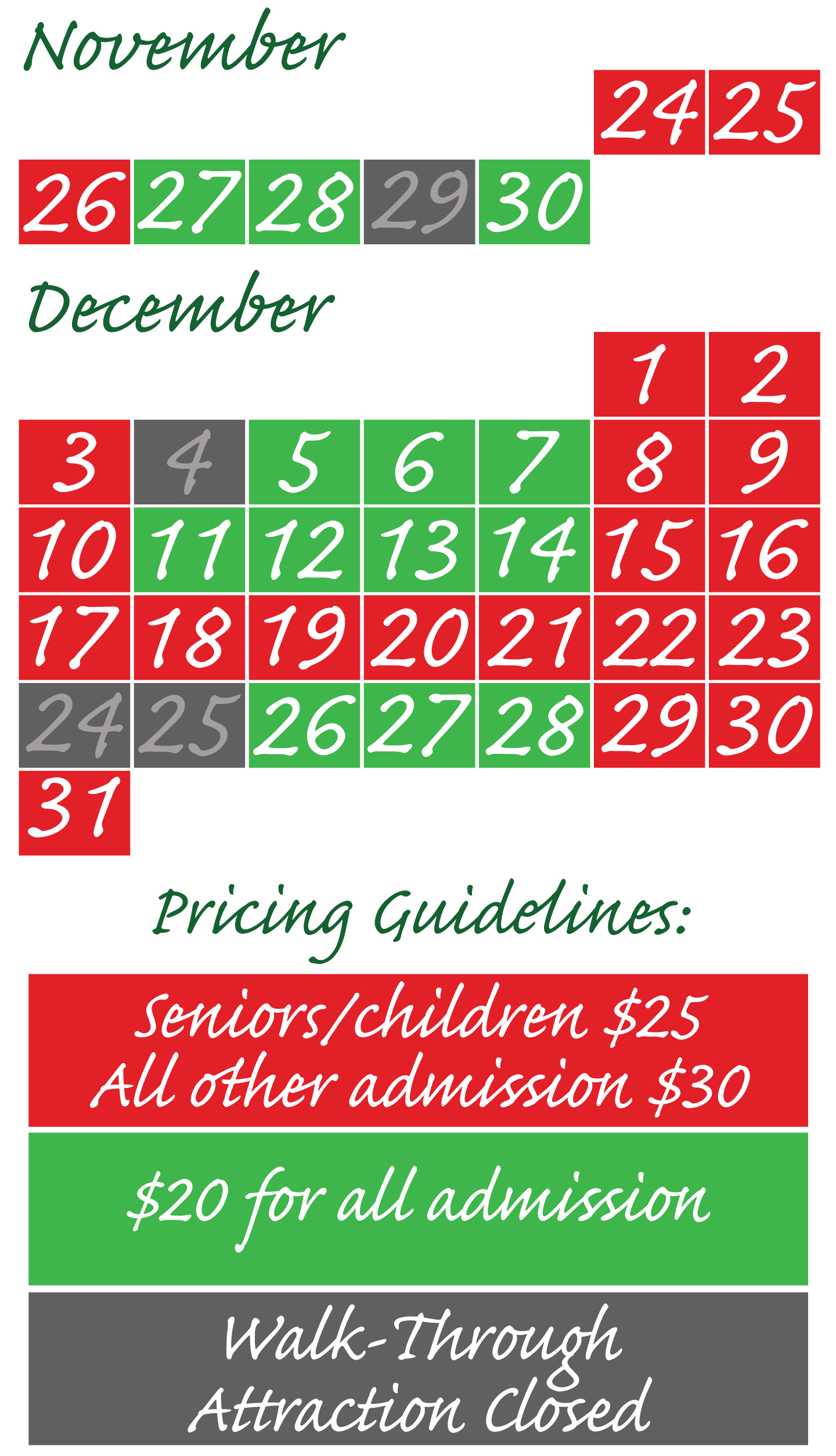 2023 Price Calendar